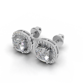 Cushion Cut Halo Earrings